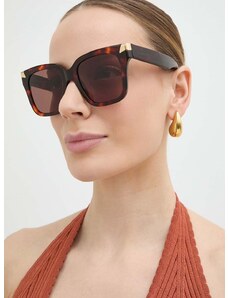 Slnečné okuliare Alexander McQueen dámske, hnedá farba, AM0440S