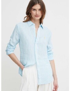 Ľanová košeľa Polo Ralph Lauren voľný strih, s klasickým golierom, 211910644