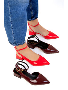SOHO Dámske klasické topánky na podpätku z červenej lakovanej kože