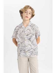 DEFACTO Boy Oversize Fit Polo Neck Viscose Short Sleeve Shirt