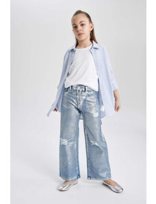 DEFACTO Girl Wide Leg Ripped Detailed Trousers