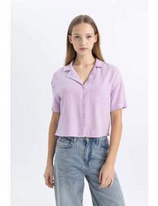 DEFACTO Oversize Fit Pyjamas Collar Short Sleeve Shirt