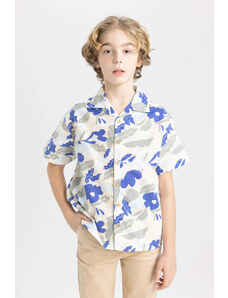 DEFACTO Boy Oversize Fit Patterned Viscose Short Sleeve Shirt