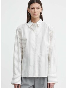 Bavlnená košeľa Gestuz dámska,biela farba,voľný strih,s klasickým golierom,10908660