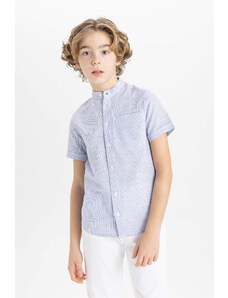 DEFACTO Boy Regular Fit Stand Collar Linen Look Shirt