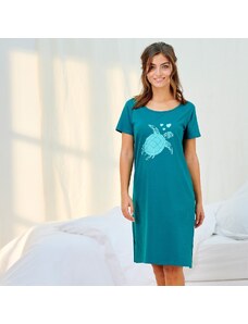 Blancheporte Krátka nočná košeľa s potlačou korytnačky zelená 040