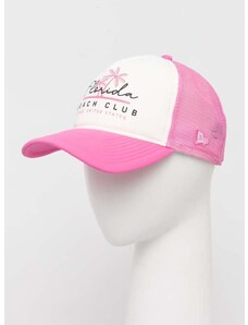 Baseballová čiapka New Era ružová farba, s potlačou
