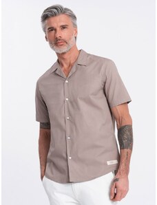 Ombre Clothing Kubánska tmavo béžová košeľa V3 SHSS-0168