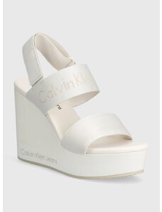 Sandále Calvin Klein Jeans WEDGE SANDAL WEBBING IN MR biela farba, YW0YW01360,