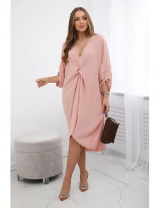 Kesi V-neck oversize dress - dark powder pink
