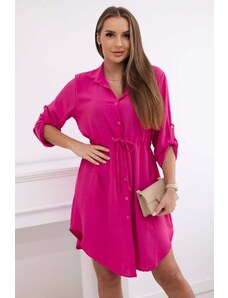 Kesi Dress with buttons and a tie at the waist in fuchsia color