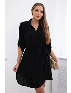 Kesi Black dress with a button and a tie at the waist