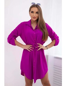 Kesi Dress with buttons and tie at the waist - dark purple