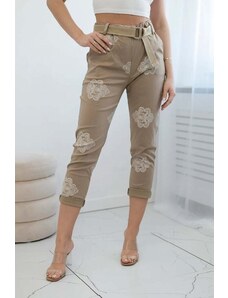 Kesi Printed Viscose Camel Trousers