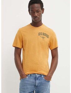 Bavlnené tričko G-Star Raw pánsky, hnedá farba, s potlačou