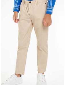 Detské nohavice Tommy Hilfiger béžová farba, jednofarebné