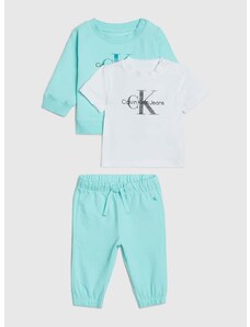 Detská bavlnená súprava Calvin Klein Jeans tyrkysová farba