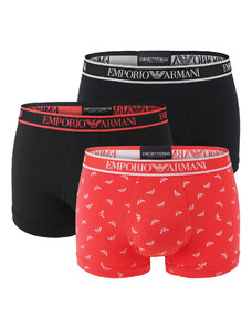 EMPORIO ARMANI - boxerky 3PACK stretch cotton fashion nero & bitter s farebným pásom - limited edition
