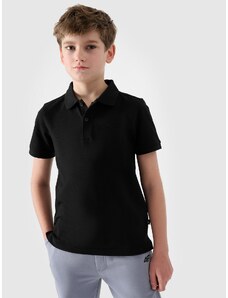 4F Chlapčenské regular polo tričko bez potlače - čierne