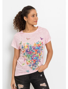 bonprix Tričko s potlačou motýľov, farba ružová