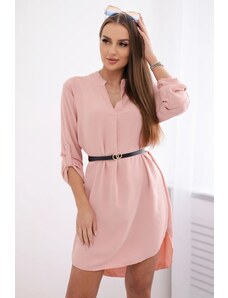 Kesi Dress with a longer back and a belt powder pink