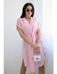 Kesi Viscose dress with a tie at the waist powder pink
