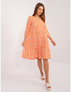 SUBLEVEL Oranžové letné šaty s potlačou a výstrihom do V