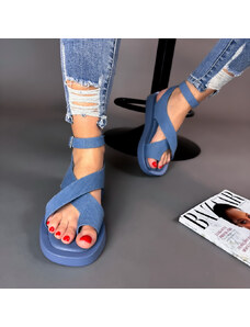 iMODA Modré rifľové sandále