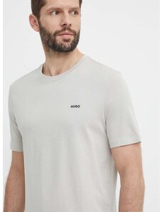 Bavlnené tričko HUGO pánsky,šedá farba,jednofarebný,50466158