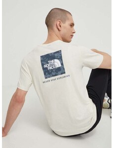Bavlnené tričko The North Face pánske, béžová farba, jednofarebné, NF0A87NPY1I1