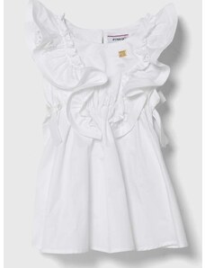 Dievčenské bavlnené šaty Pinko Up biela farba, mini, áčkový strih