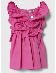 Dievčenské bavlnené šaty Pinko Up ružová farba, mini, áčkový strih