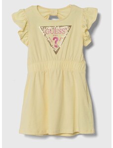 Dievčenské šaty Guess žltá farba, mini, áčkový strih