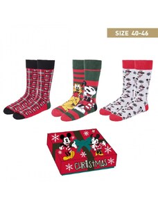 CERDÁ Univerzálne vianočné ponožky MICKEY MOUSE, Sada 3ks, veľkosť 40-46, 2200008653