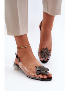 Kesi Transparent low-heeled sandals with black D&A embellishment