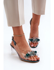 Kesi Transparent high-heeled sandals with embellishments, green D&A