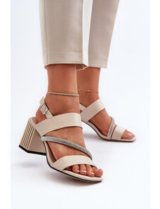Kesi Women's elegant high heeled sandals beige D&A