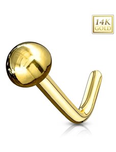 Šperky Eshop - Zlatý 585 zahnutý piercing do nosa - lesklá hladká polgulička, žlté zlato S1GG220.11
