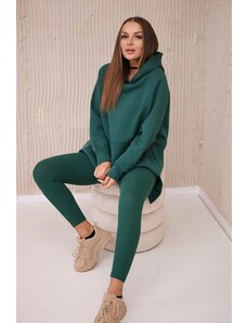 Kesi Cotton set: insulated sweatshirt + leggings dark green