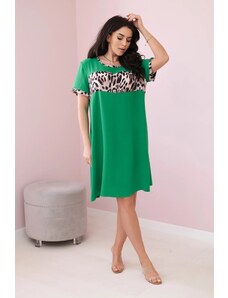 Kesi Bright green dress with leopard print