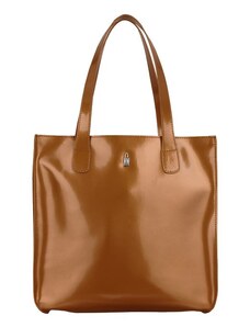 Veľká dámska kožená kabelka, nákupná taška, Wojewodzic hnedo karamelová 31731/PM18