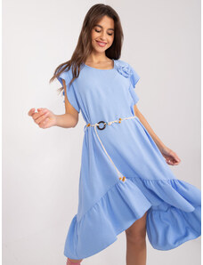 Fashionhunters Light blue asymmetrical dress with ruffles