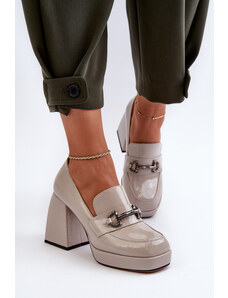 Kesi Women's Patent High Heeled Shoes Grey D&A