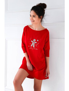 Sensis Vianočná dámska bavlnená nočná košeľa Christmas Cookie červená, Farba červená
