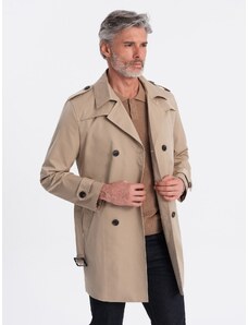 Ombre Clothing Pánsky kabát - tmavo béžová C269