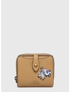 Kožená peňaženka Polo Ralph Lauren dámska,béžová farba,427937676