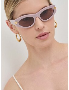 Slnečné okuliare Bottega Veneta dámske, ružová farba