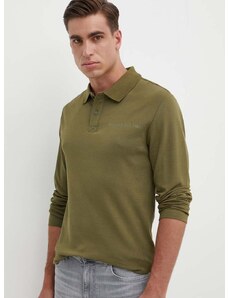 Tričko s dlhým rukávom Guess OLIVER pánsky, zelená farba, s potlačou, M4RP36 KBL51