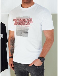 Dstreet Atraktívne biele tričko s originálnou potlačou