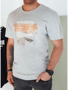 Dstreet Atraktívne šedé tričko s originálnou potlačou